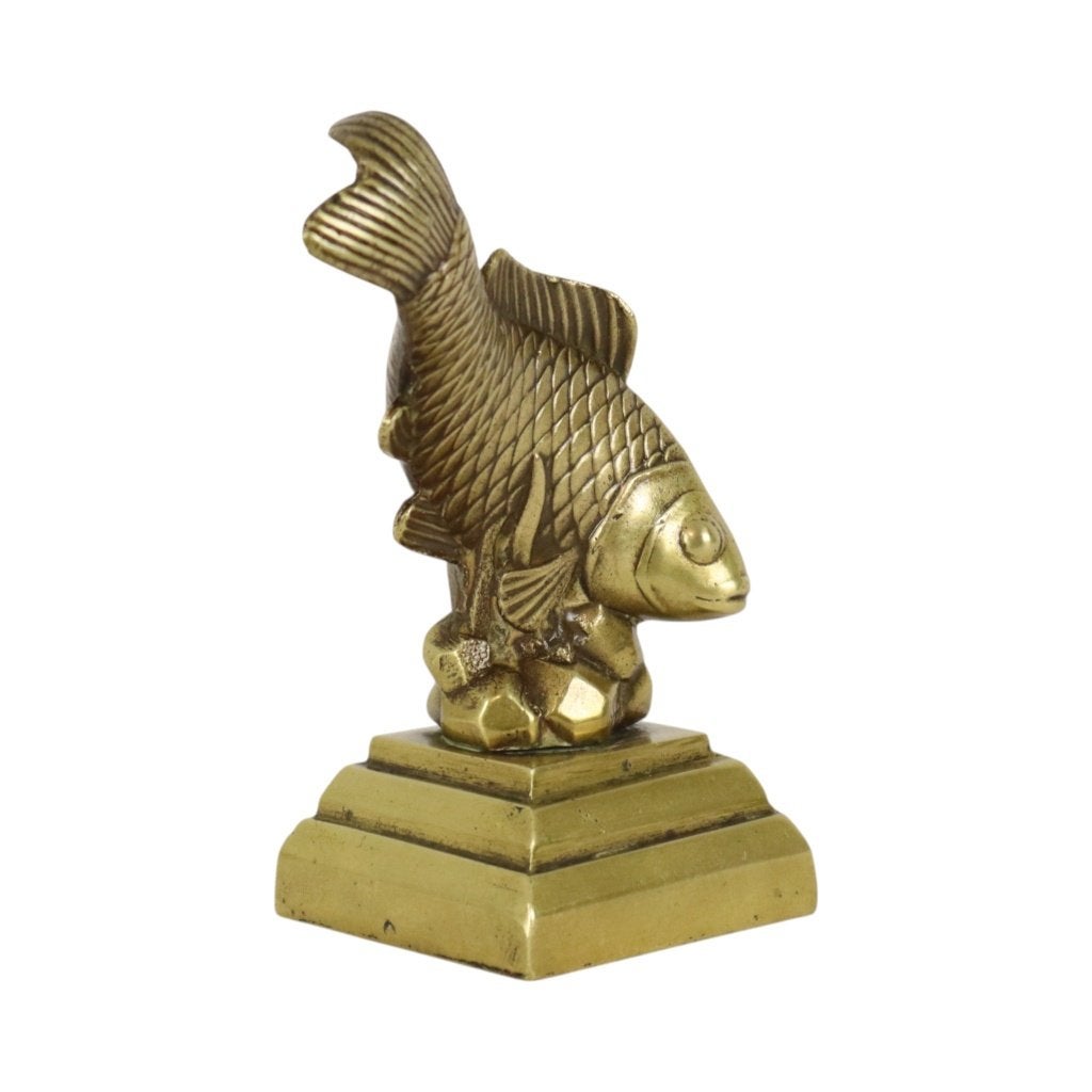 Vintage Zwaar Massief Brons Koi Karper Beeld 13cm, Ophalen of Verzenden, Gebruikt, Dier