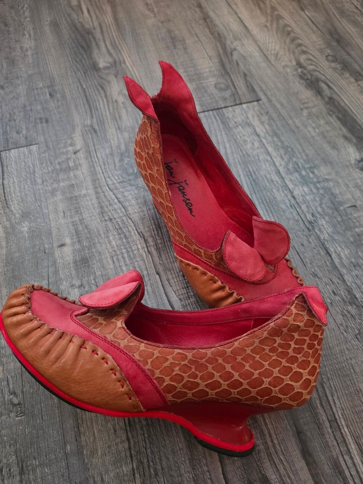 Jan Jansen Schoenen - Unieke Rode en Bruine Instappers, Instappers, Jan Jansen, Ophalen of Verzenden, Zo goed als nieuw