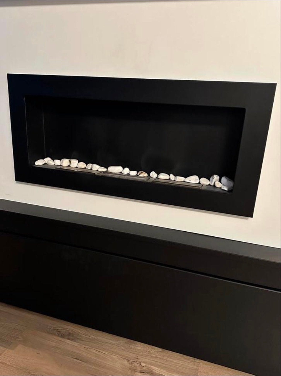 Moderne inbouw bio-ethanol haard met 3 branders en stenen, Ophalen, Zwart, Zo goed als nieuw, Metaal