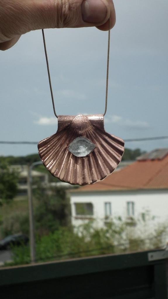 Electroformed Koperen Herkimer Diamant hanger, Verzenden, Mineraal