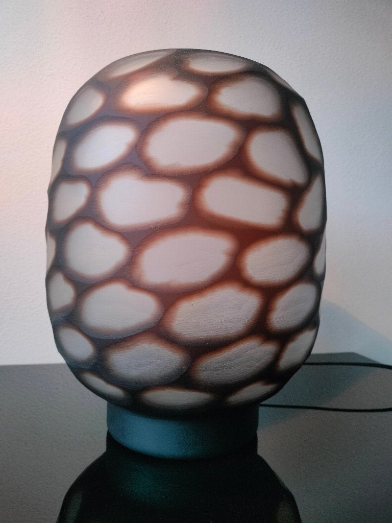 Design Lamp Tafellamp Glas Satijnglas Karamel 1985, Ophalen of Verzenden, Glas, Handgemaakt, Design