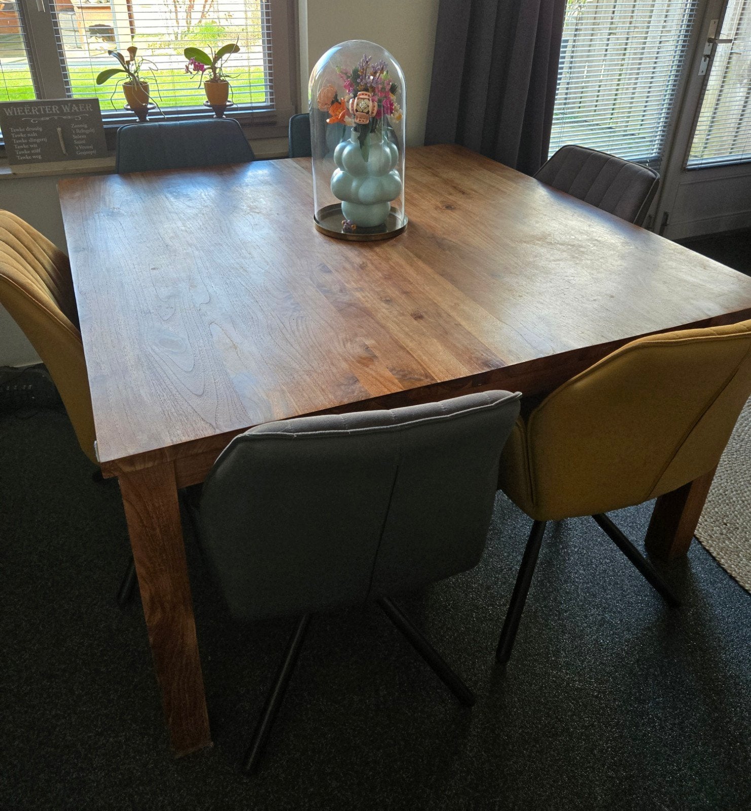 Eettafel teak vierkant, Ophalen, Teakhout, Rechthoekig, 100 tot 150 cm