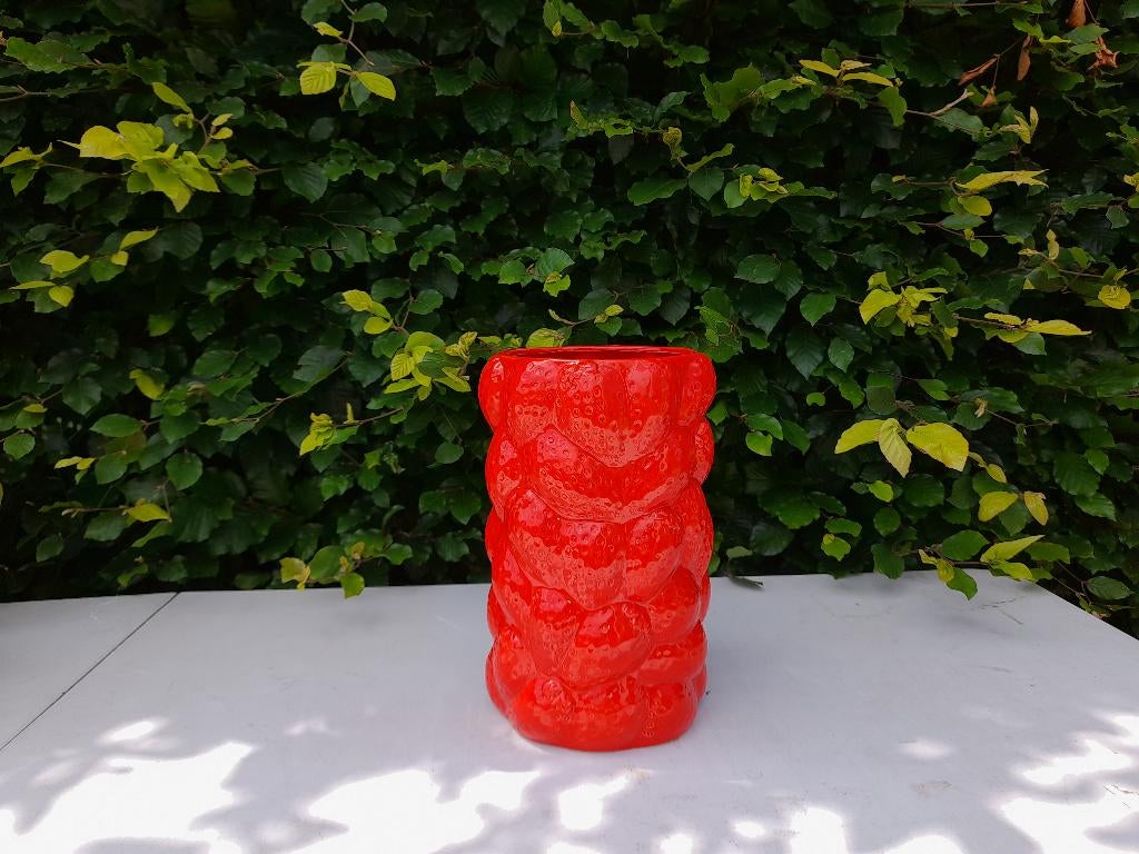 nieuwe porseleinen rode aardbei/aardbeienvaas vaas, Overige kleuren, Ophalen of Verzenden, Minder dan 50 cm, Glas