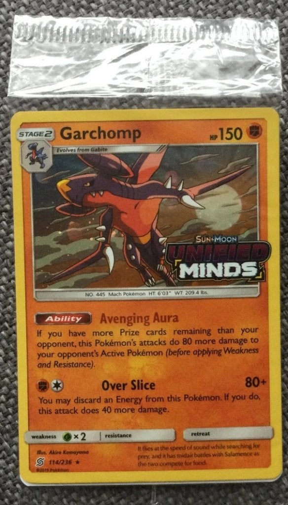 pokemon unified minds garchomp store promo holo sealed, Ophalen of Verzenden, Zo goed als nieuw, Losse kaart, Foil