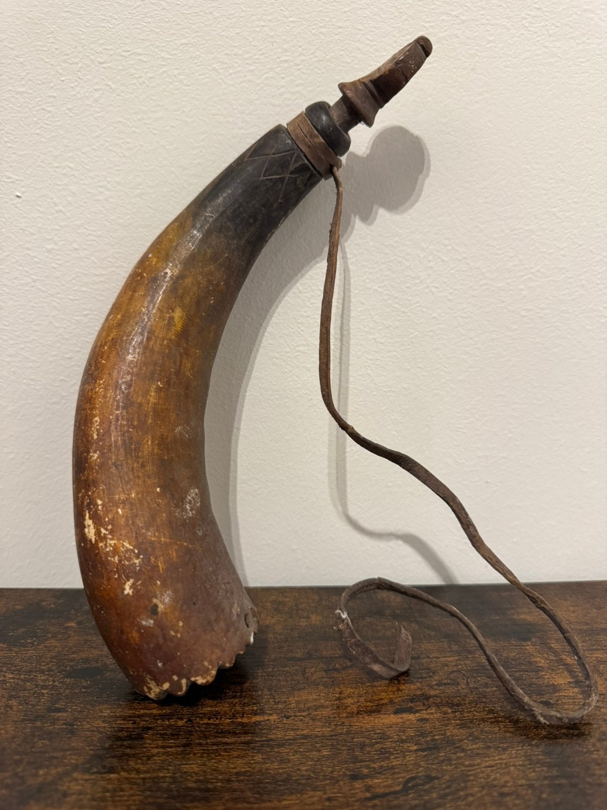 Antieke kruithoorn pistool revolver geweer militaria, Ophalen of Verzenden