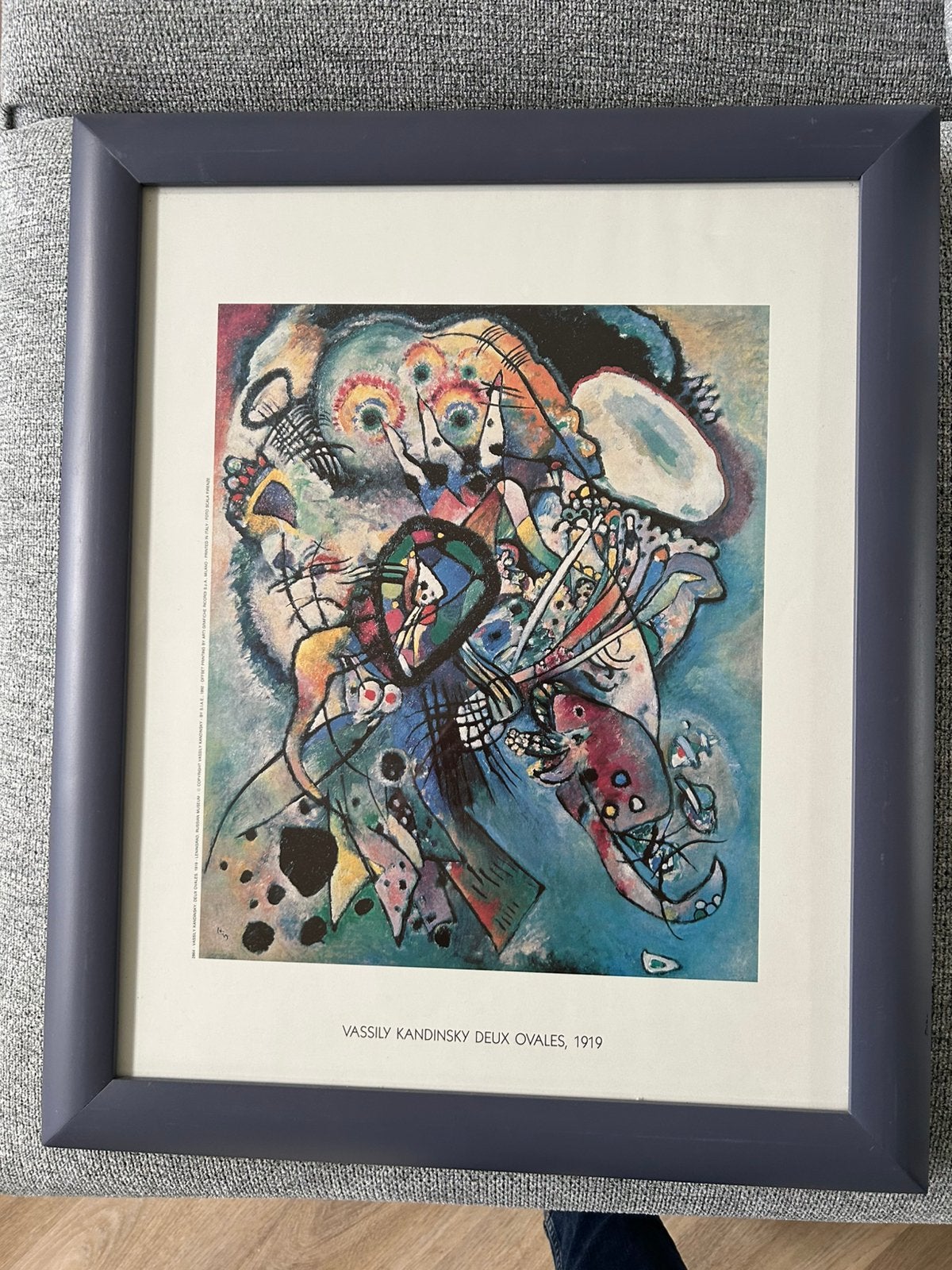 Poster Kandinsky in lila lijst, Ophalen, Rechthoekig Staand, Met lijst, Zo goed als nieuw