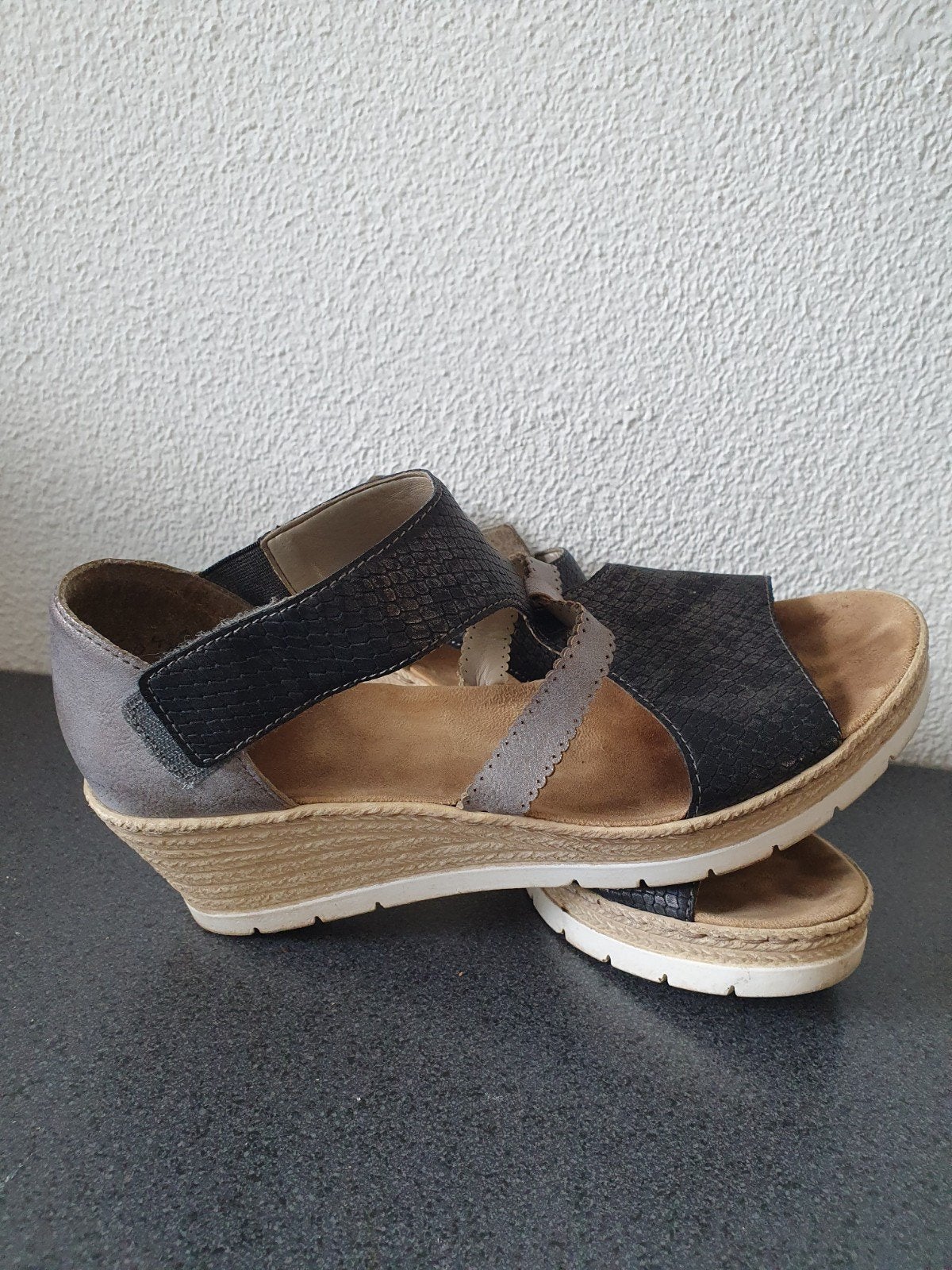 Rieker sandalen met sleehak, grijs, maat 40, Ophalen of Verzenden