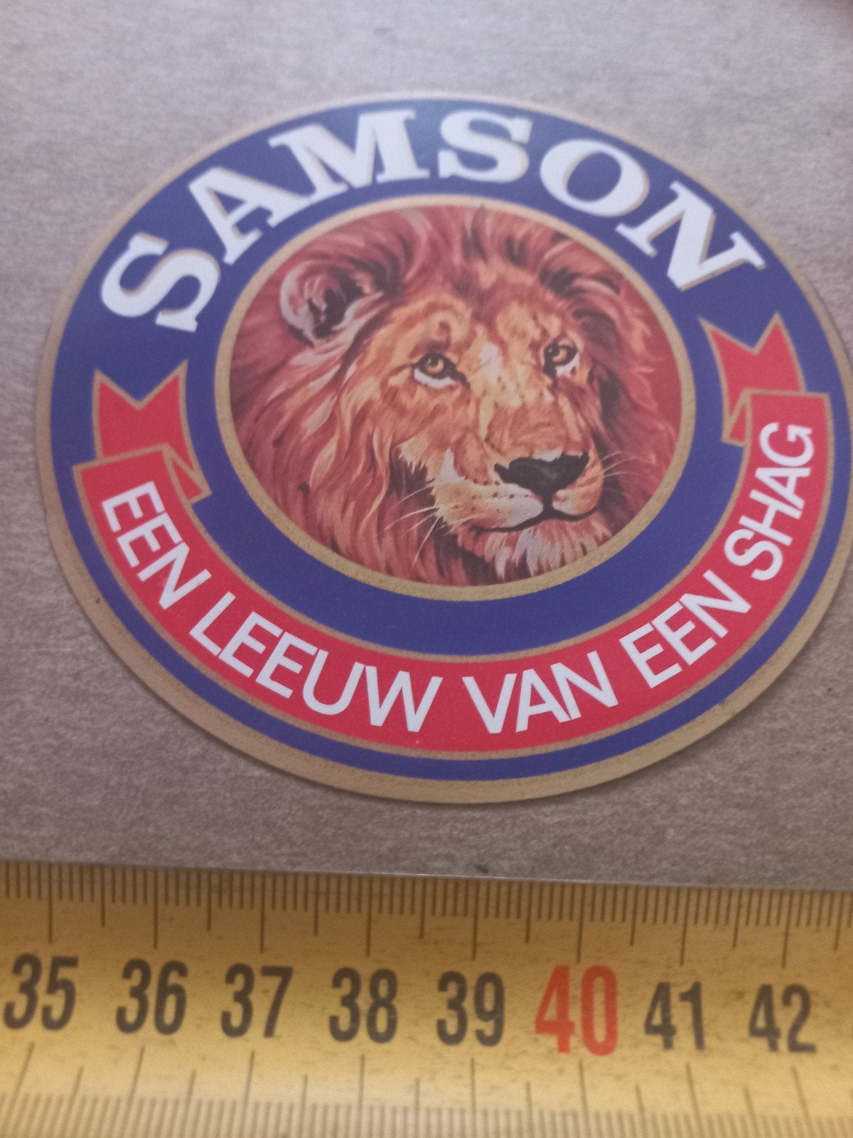 Vintage Samson Shag Sticker - Een Leeuw van een Shag, Ophalen of Verzenden