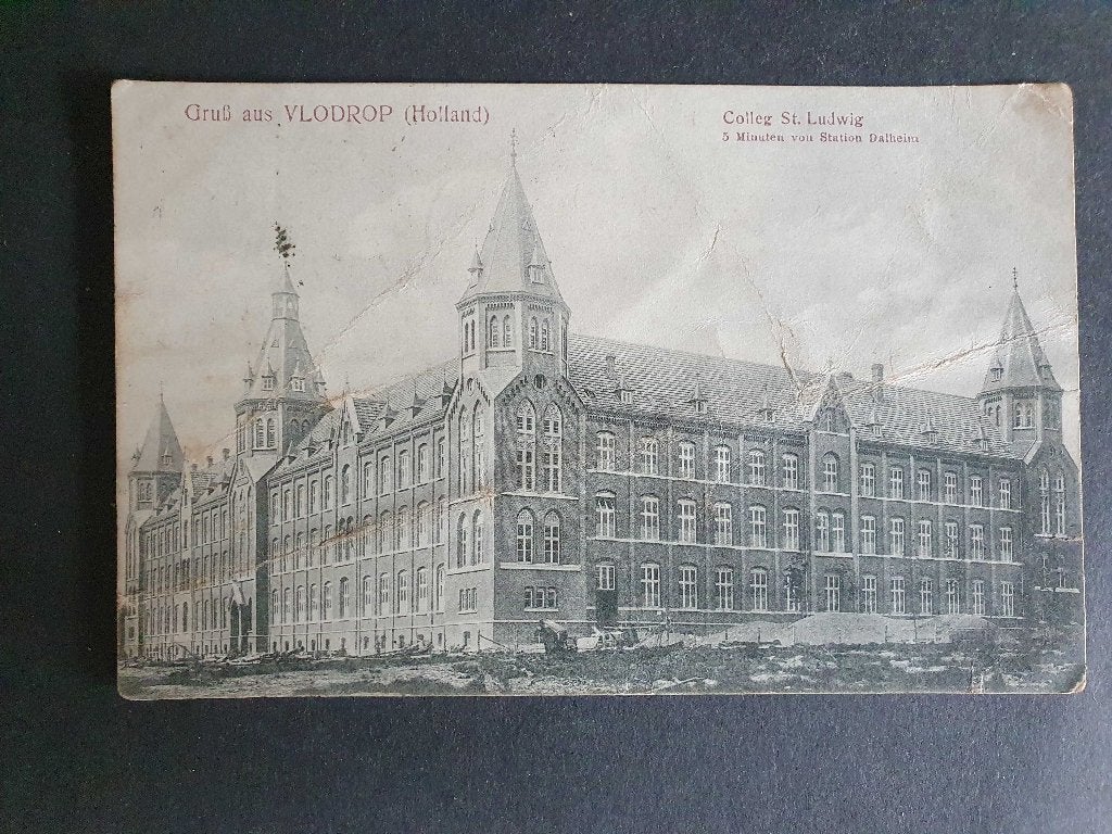 ansicht VLODROP 1914 Ludwig College, Verzamelen, Ansichtkaarten | Nederland, Ophalen of Verzenden, Voor 1920, Limburg