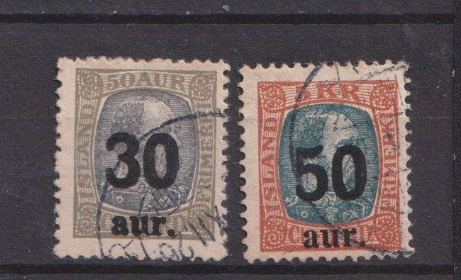IJsland 1925; Overdruk, Michel 112-113, gebruikt., Ophalen of Verzenden, IJsland, Gestempeld