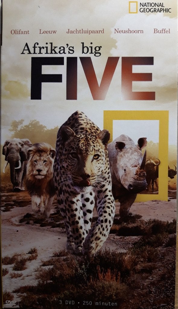 Afrika's Big Five - 3 DVD Boxset - Krasvrij, Alle leeftijden, Natuur, Ophalen of Verzenden, Zo goed als nieuw