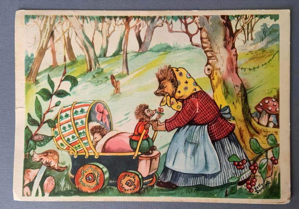 Egel familie, Illustrator Annie Donker, 1952, Ophalen of Verzenden, 1940 tot 1960, Gelopen