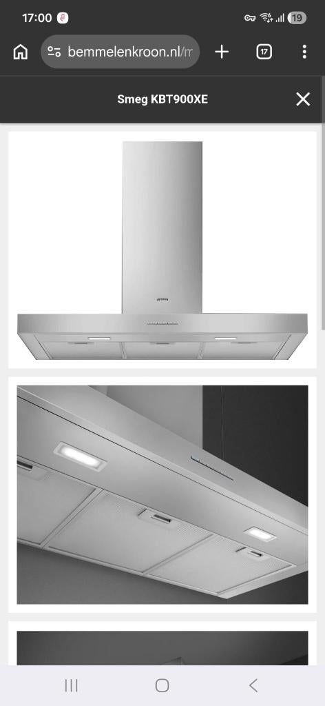 Smeg Afzuigkap schouwmodel RVS 90 cm, Gebruikt, Wandschouwkap, Ophalen of Verzenden, Vrijstaand