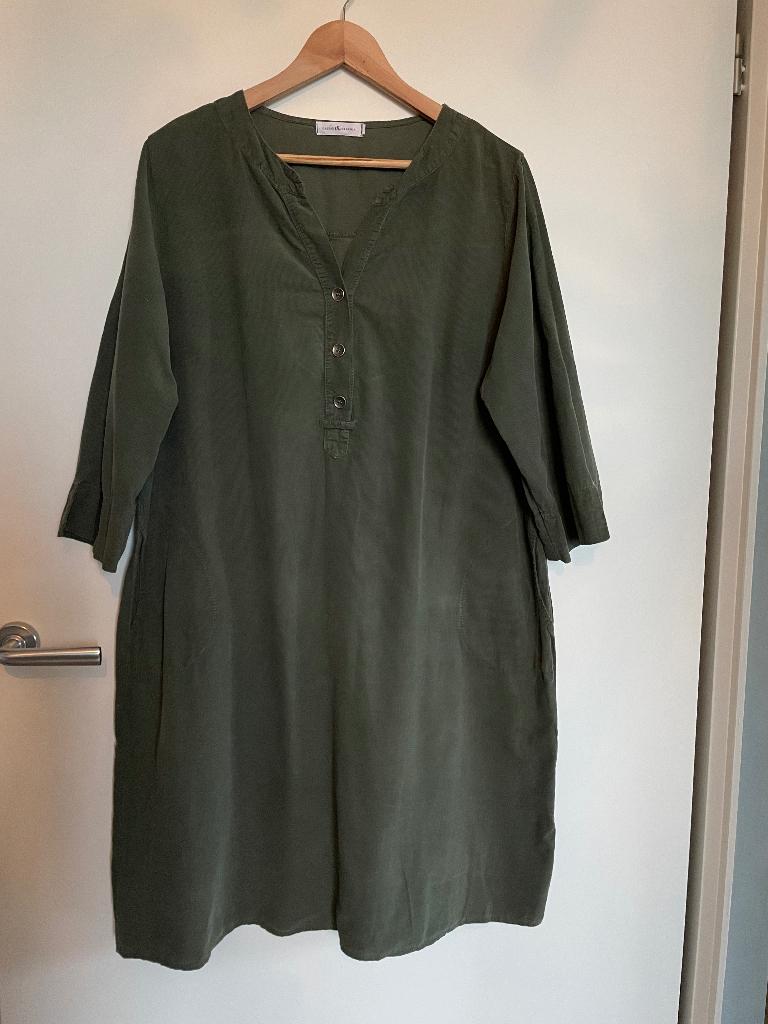 Groene jurk van ribstof, maat 48 van Paprika, Jurk, Ophalen of Verzenden, Paprika, Gedragen