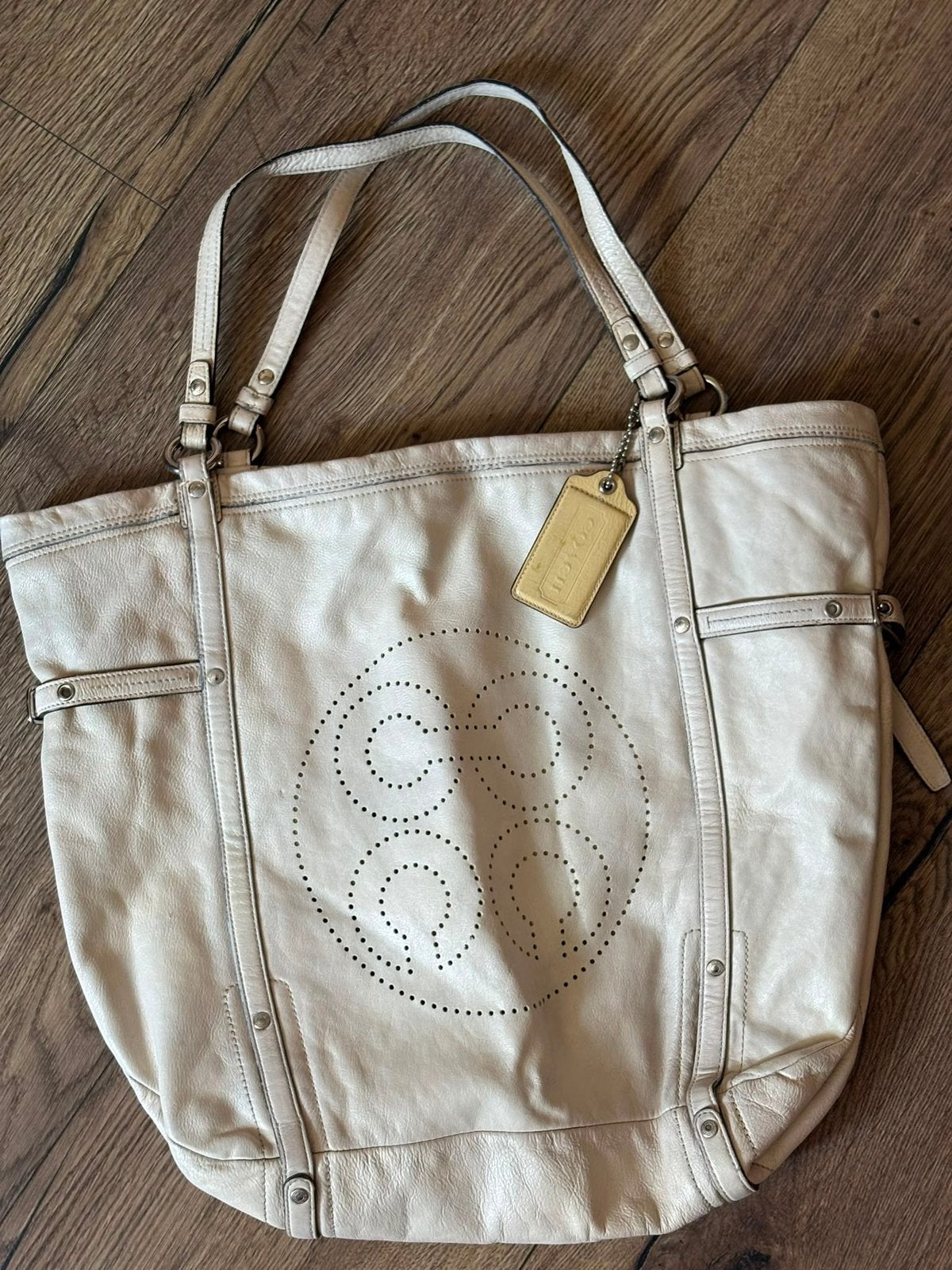 Leren Coach tas Audrey Andie Cinched Tote, Verzenden, Zo goed als nieuw, Wit