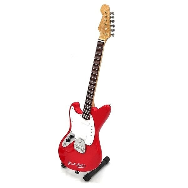 Kurt Cobain Nirvana rode miniatuur gitaar van hout 25cm deco, Info@deconoord.nl, Deco Noord, Nieuw, Ophalen of Verzenden