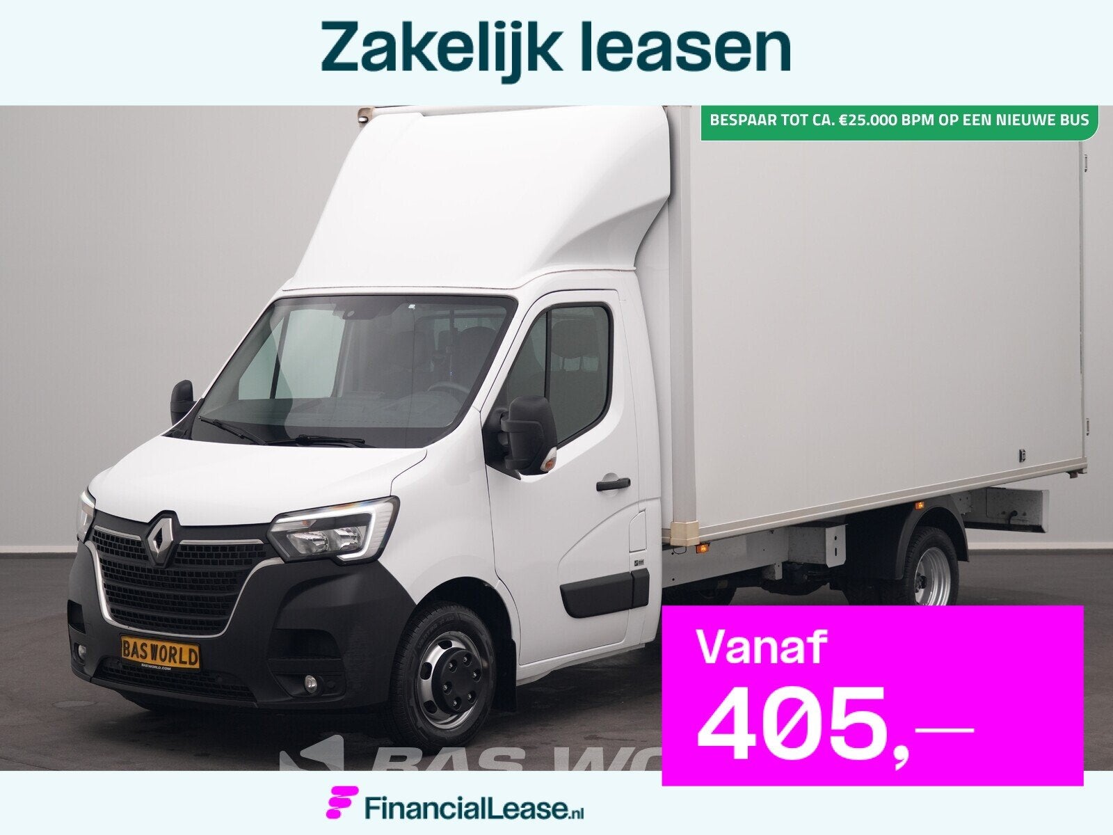 Renault Master 165PK Dubbellucht Bakwagen met Achterdeuren L, Stof, Gebruikt, Euro 6, 4 cilinders