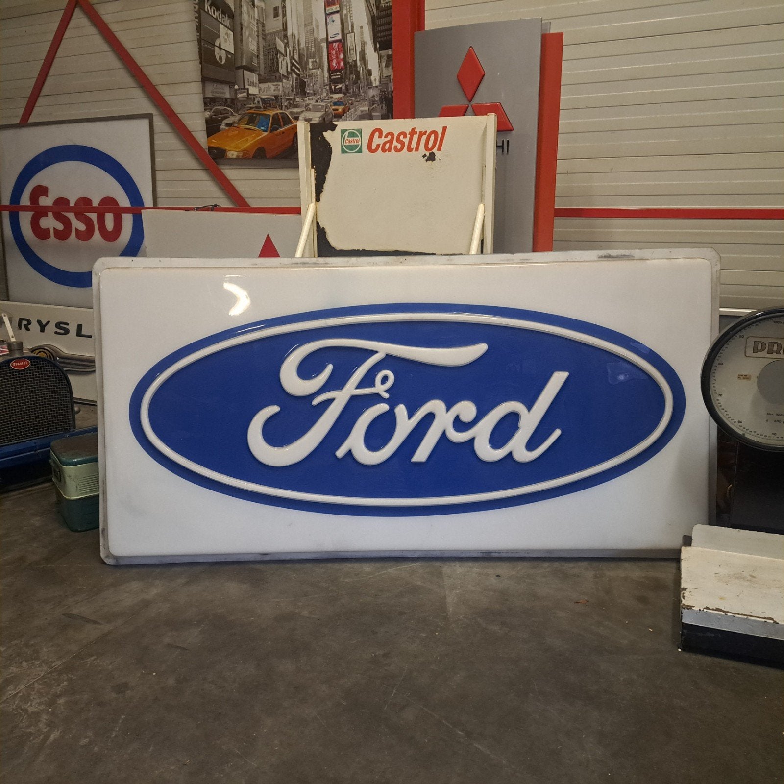 Ford lichtbak plaat origineel Dealerbord reliëf Xxl, Verzamelen, Ophalen, Gebruikt, Lichtbak of (neon) lamp