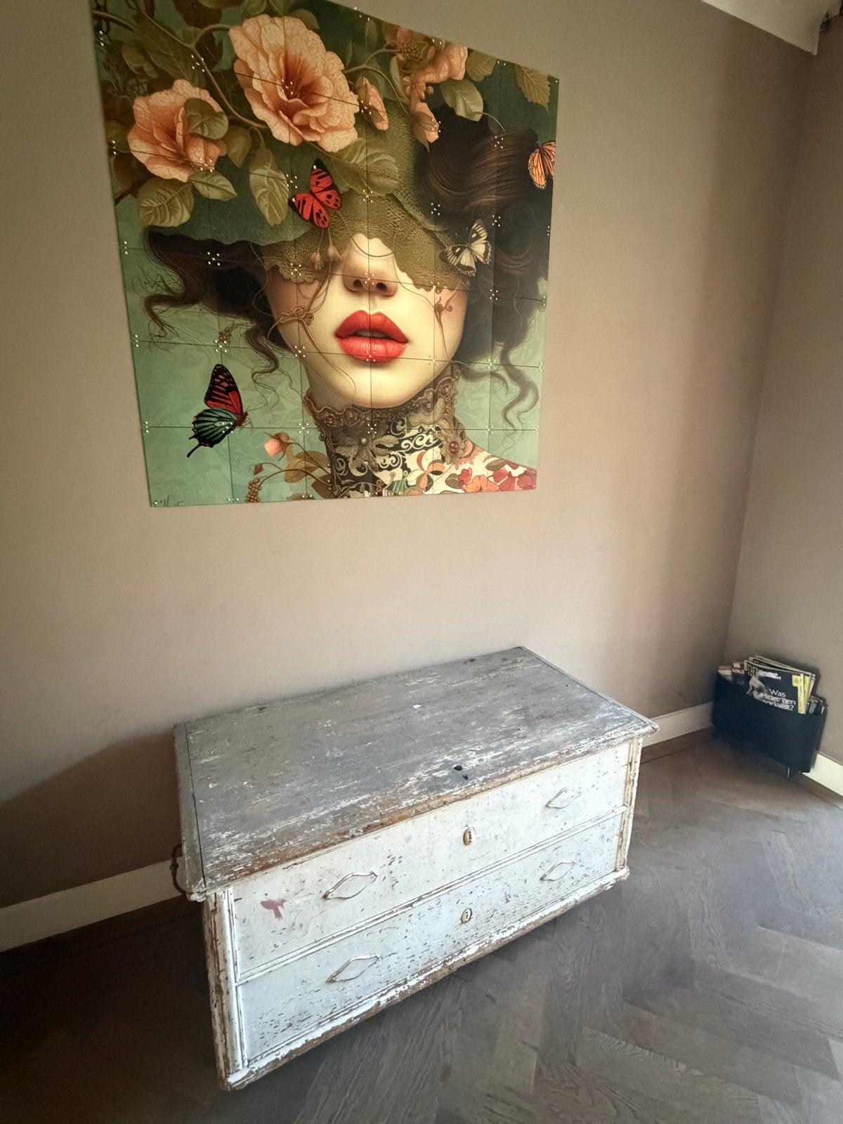 Antieke houten kist met lades - Brocante stijl, Ophalen