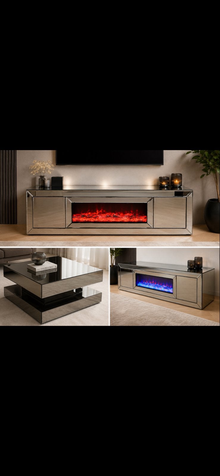 Salontafel & TV-meubel met Sfeerhaard - Meerkleurig, Ophalen of Verzenden, Nieuw, Meerkleurig, Modern