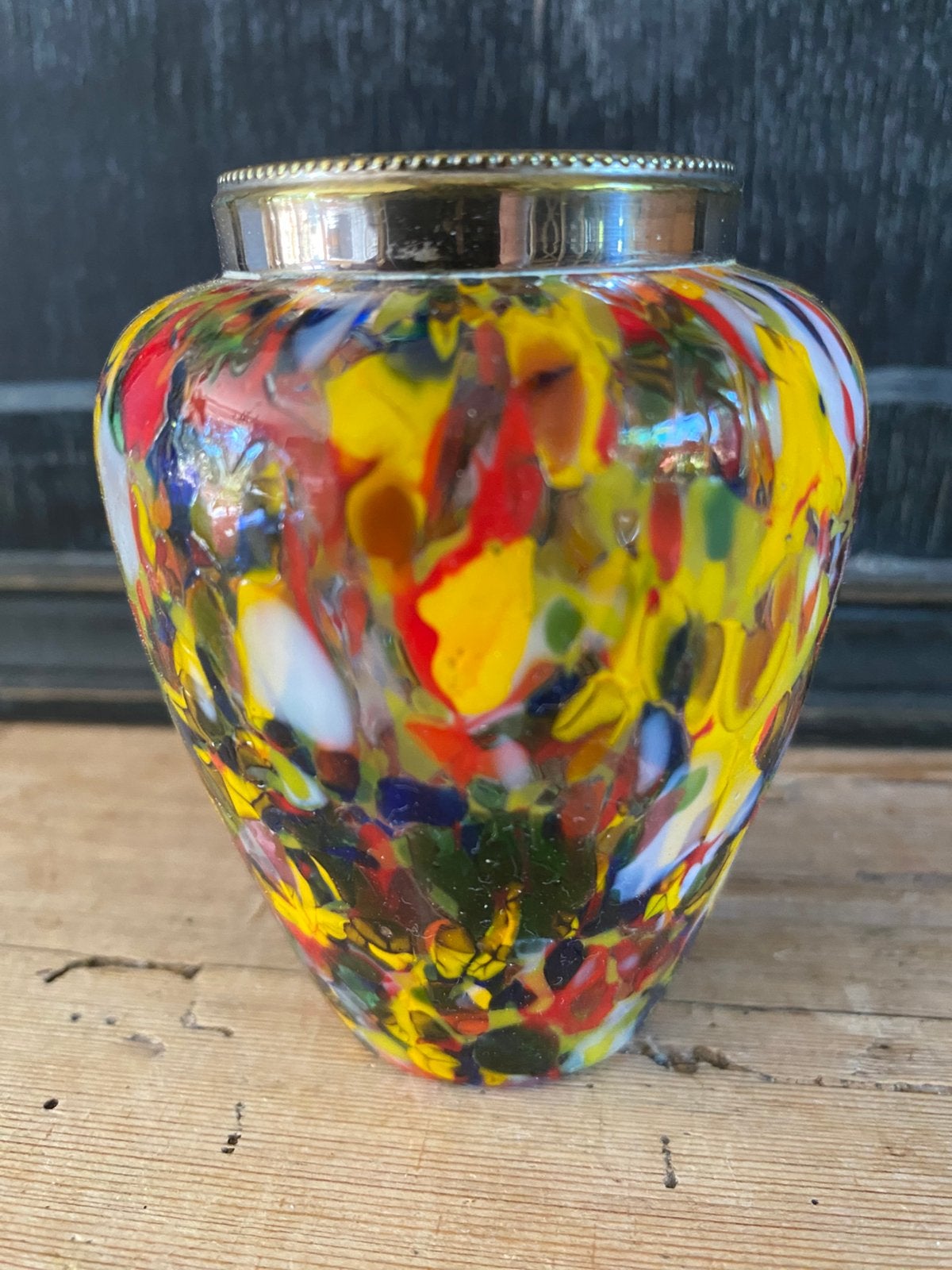 Klein multicolor glazen vaasje / lepelvaasje, Ophalen of Verzenden