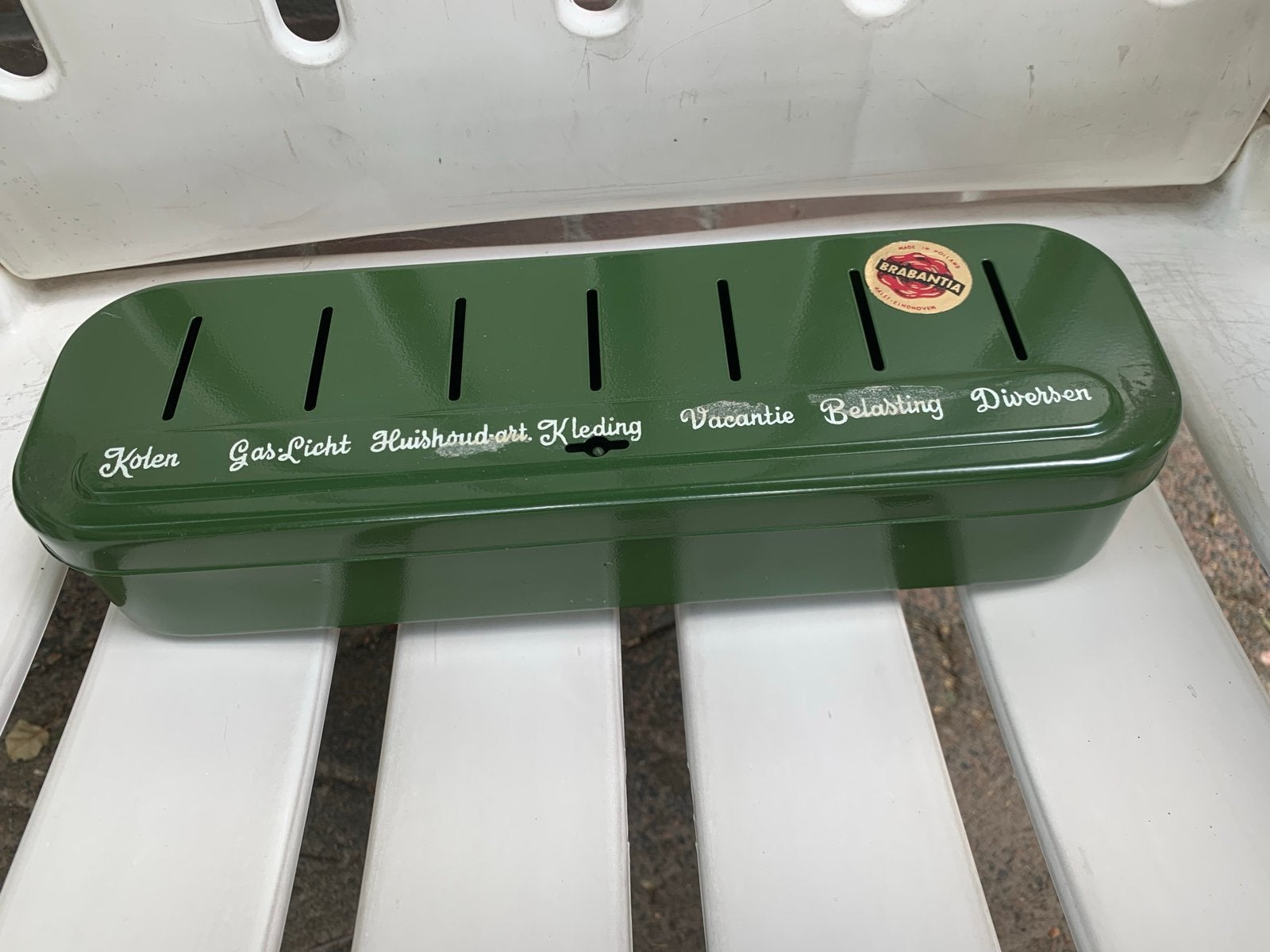 Vintage Brabantia Spaarpot/Geldkistje - Groen, Ophalen of Verzenden, Zo goed als nieuw
