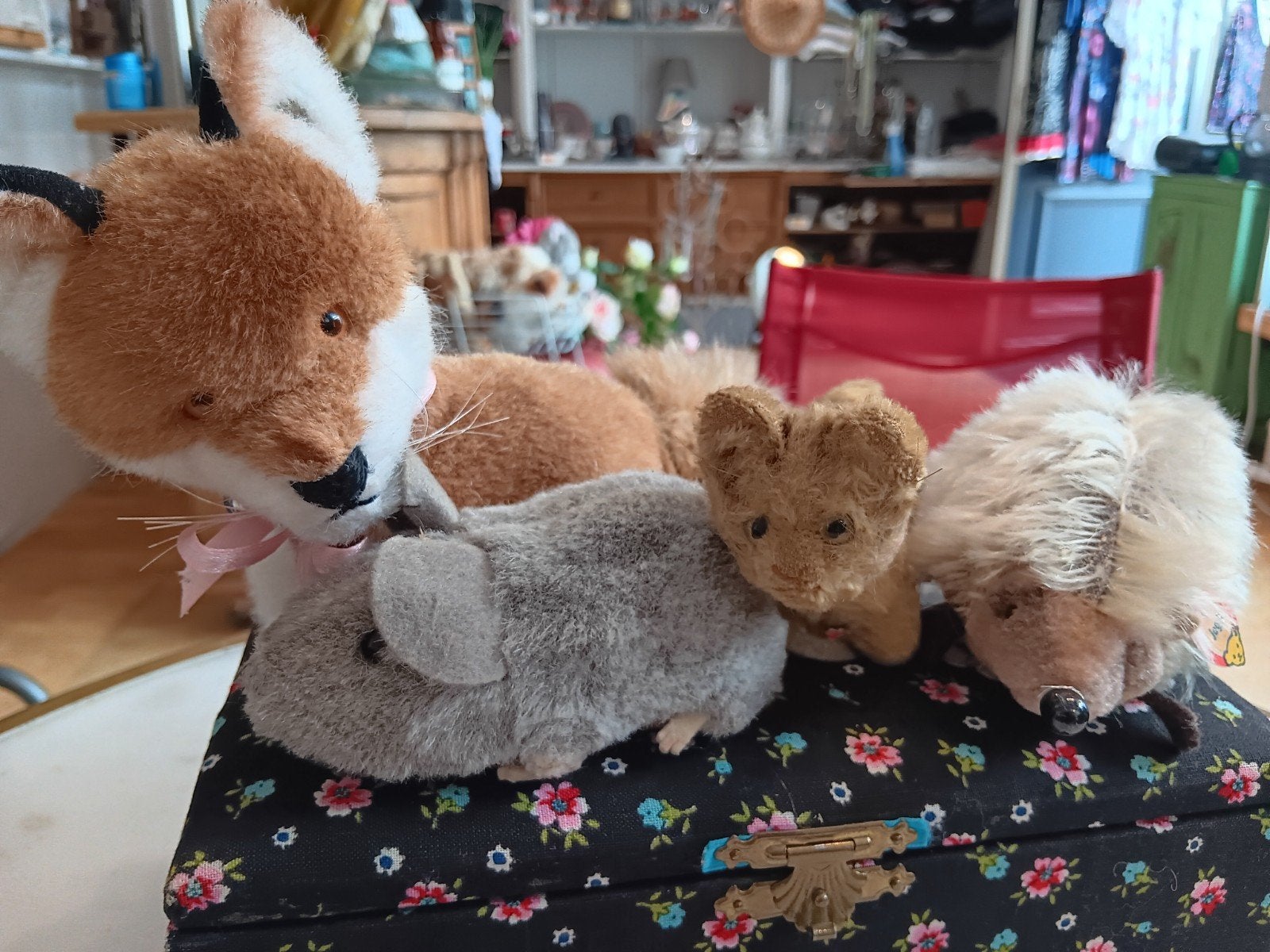 4 oude Steiff Dieren, Antiek en Kunst, Antiek | Speelgoed, Verzenden