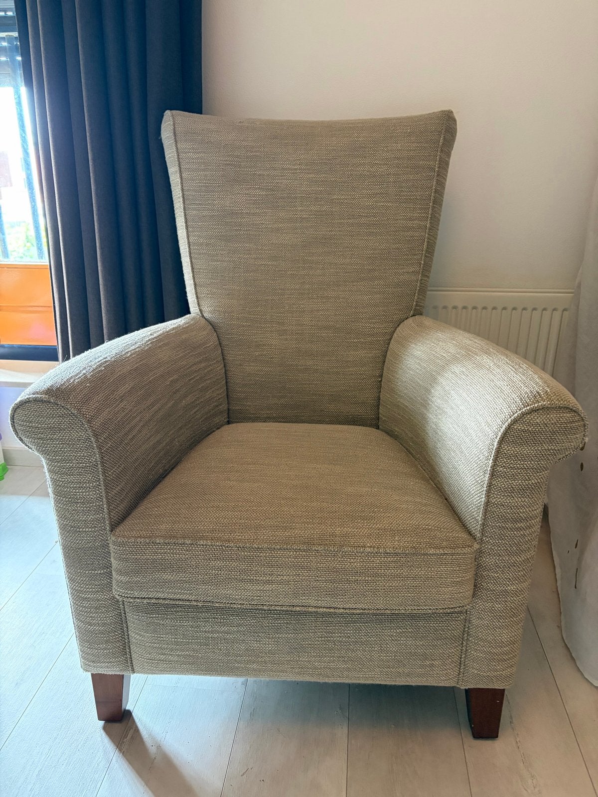 Comfortabele fauteuil met voetenbankje, Ophalen, Gebruikt, Minder dan 75 cm, 75 tot 100 cm