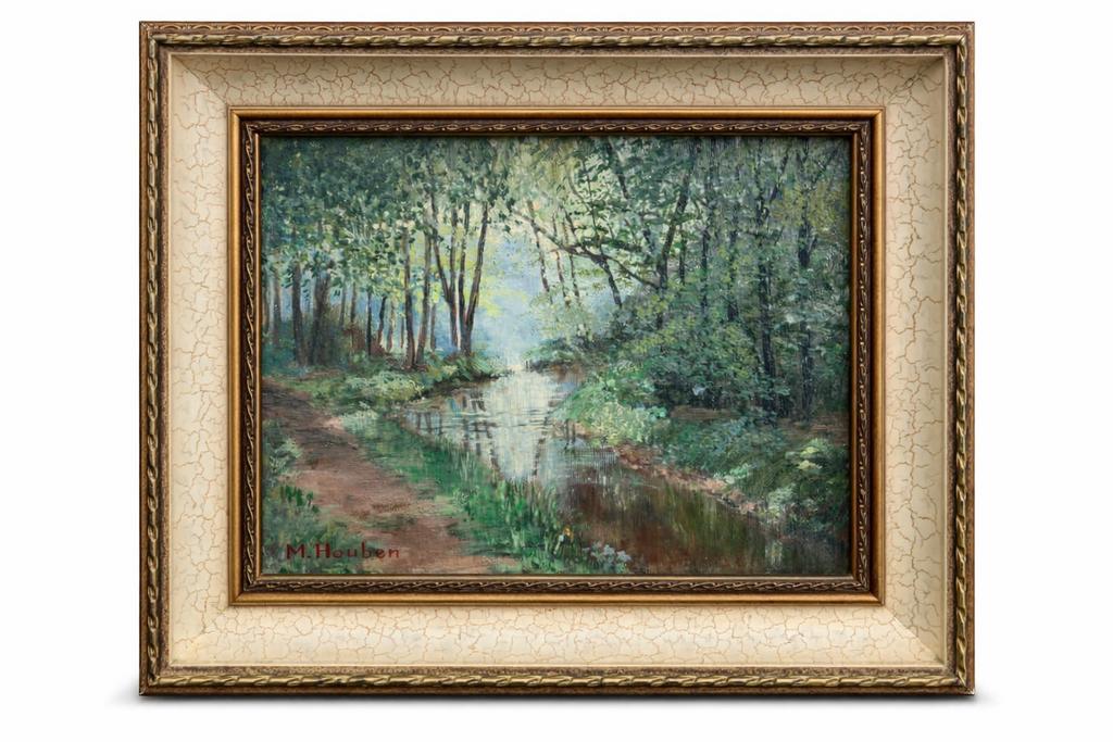 Bosbeek door Houben, Antiek en Kunst, Kunst | Schilderijen | Klassiek, Ophalen of Verzenden