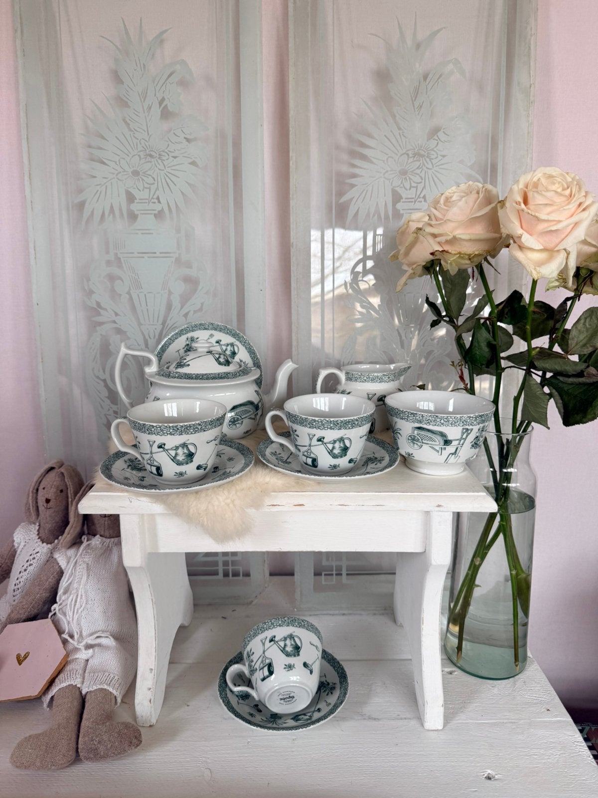 Spode Gardening theepot met kop schtls en roomstel new, Antiek en Kunst, Ophalen