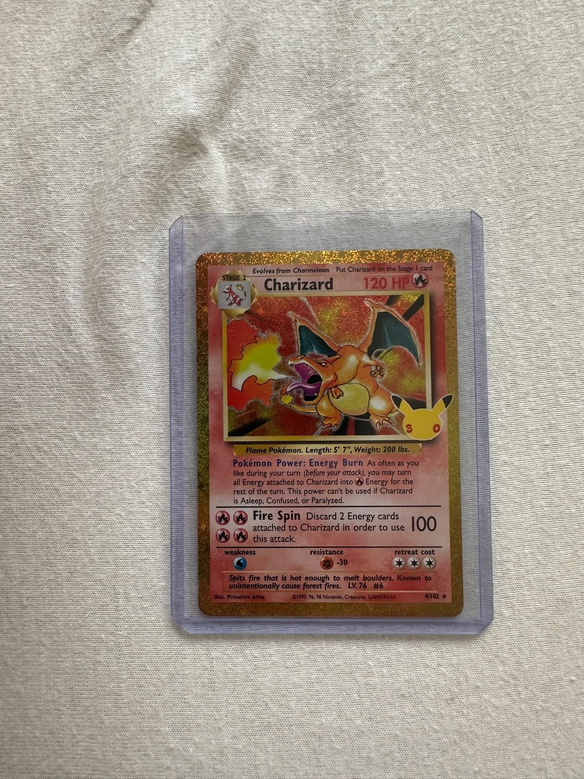 Pokémon Charizard Celebrations 30th Anniversary Kaart, Ophalen, Zo goed als nieuw, Losse kaart, Foil