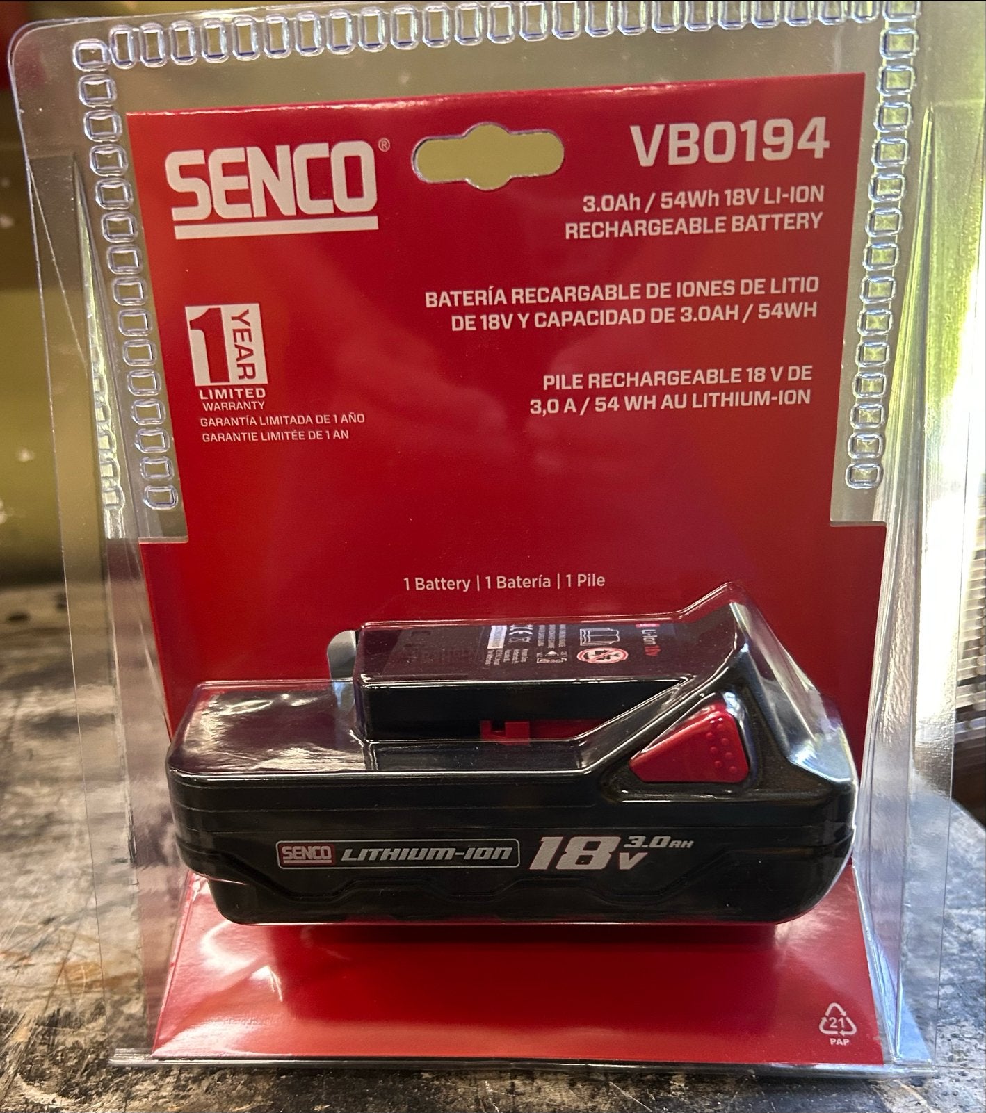 Senco VB0194 18V 3.0Ah Li-ion oplaadbare batterij, Ophalen, Nieuw, Overige merken, Overige typen