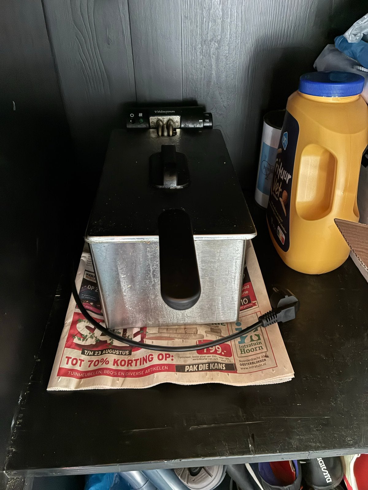 Frituurpan met bruikbaar vet, 2 tot 3 liter, Ophalen of Verzenden, Zo goed als nieuw
