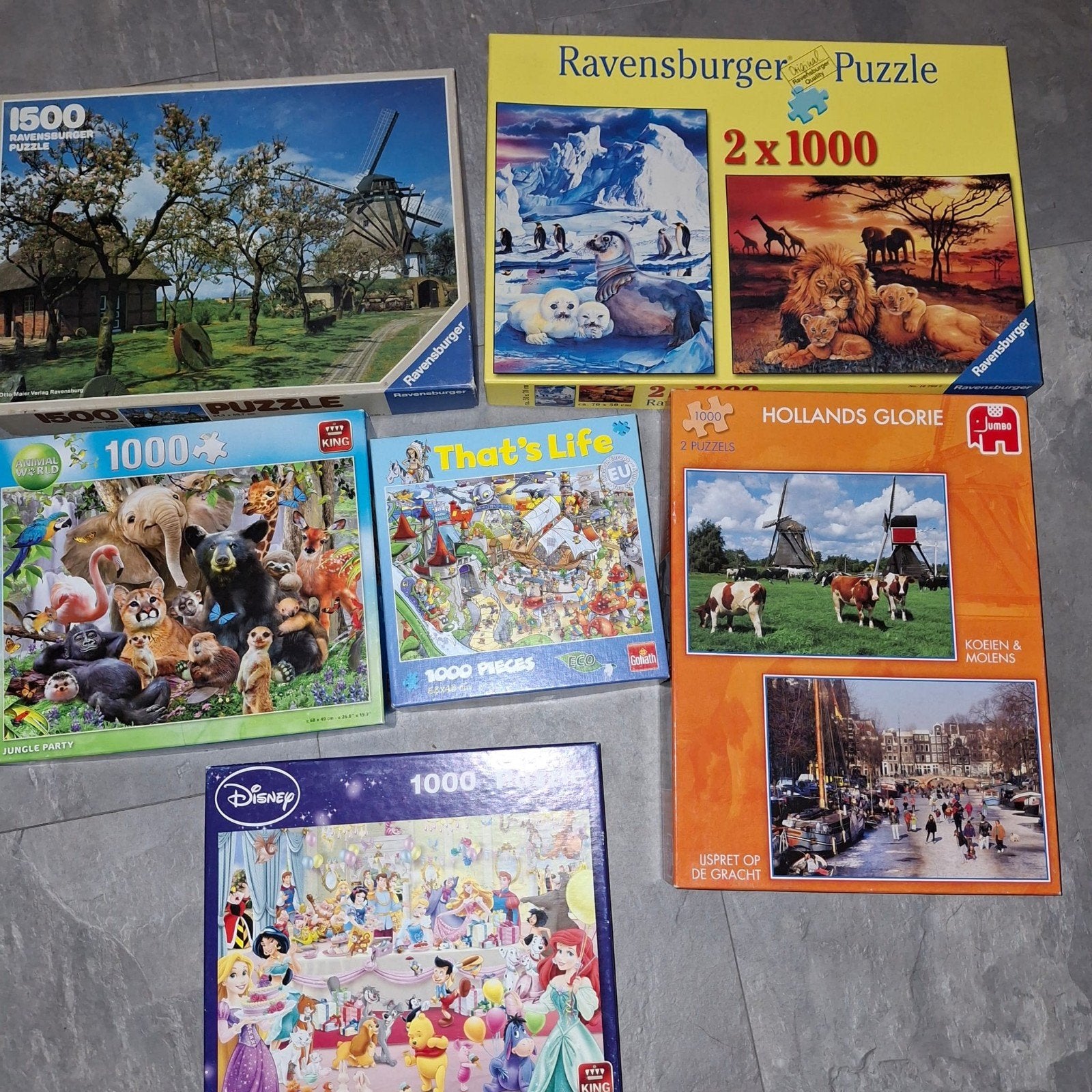 Grote collectie legpuzzels (1500, 1000, 500 stukjes), Ophalen, 500 t/m 1500 stukjes, Gebruikt, Legpuzzel