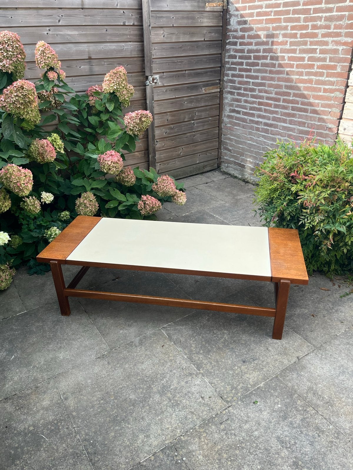 Vintage salontafel met omkeerbaar blad, Ophalen, Gebruikt, 100 tot 150 cm, Mid-century, jaren 60, 60s, retro, design
