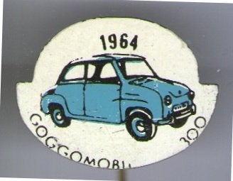1964 Goggomobil T 300 blauw op blik auto speldje ( B_132a), Ophalen of Verzenden, Zo goed als nieuw, Transport, Speldje of Pin