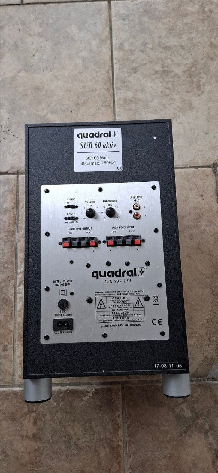 Quadral Sub 60 Aktiv Subwoofer - Krachtige Bass, Gebruikt, Subwoofer, 60 tot 120 watt, Ophalen