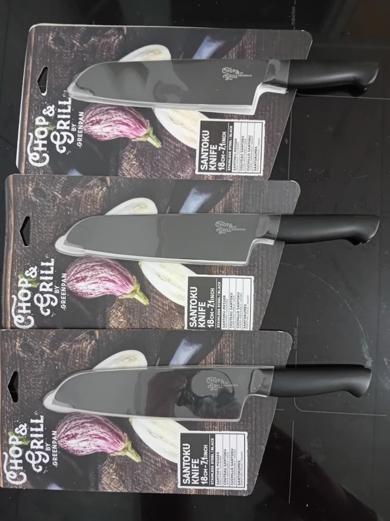 Shop&Grill. Santoku mes zwart.  Roestvrij staal.  Nieuw!, Ophalen, Nieuw, Zwart, Overige merken
