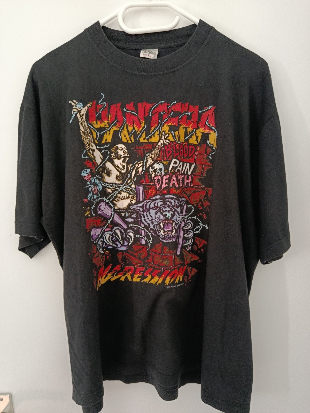 Vintage Pantera Aggression T-shirt XL - Boxy Fit, Ophalen, Zwart, Maat 56/58 (XL), Airtees