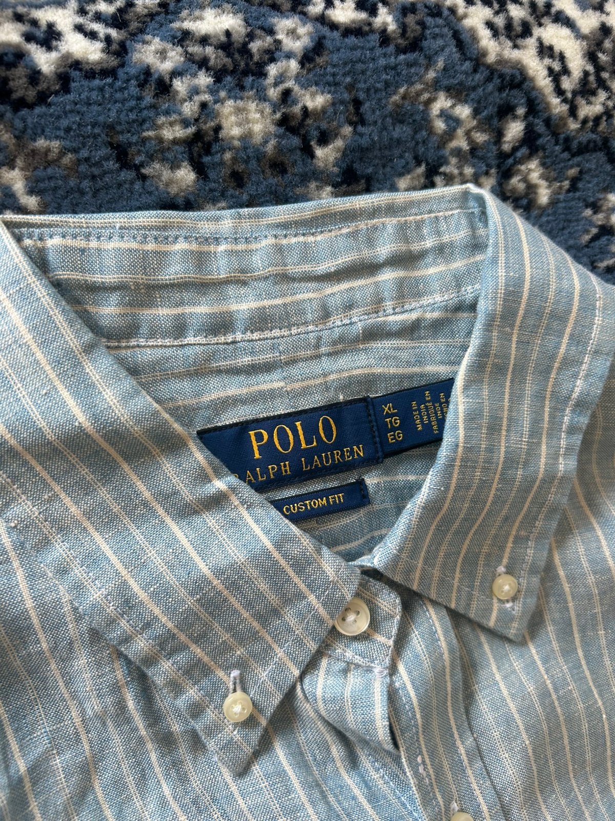 Ralph lauren linnen blouse gestreept lichtblauw maat XL, Ophalen of Verzenden, Nieuw, Blauw, Halswijdte 43/44 (XL)