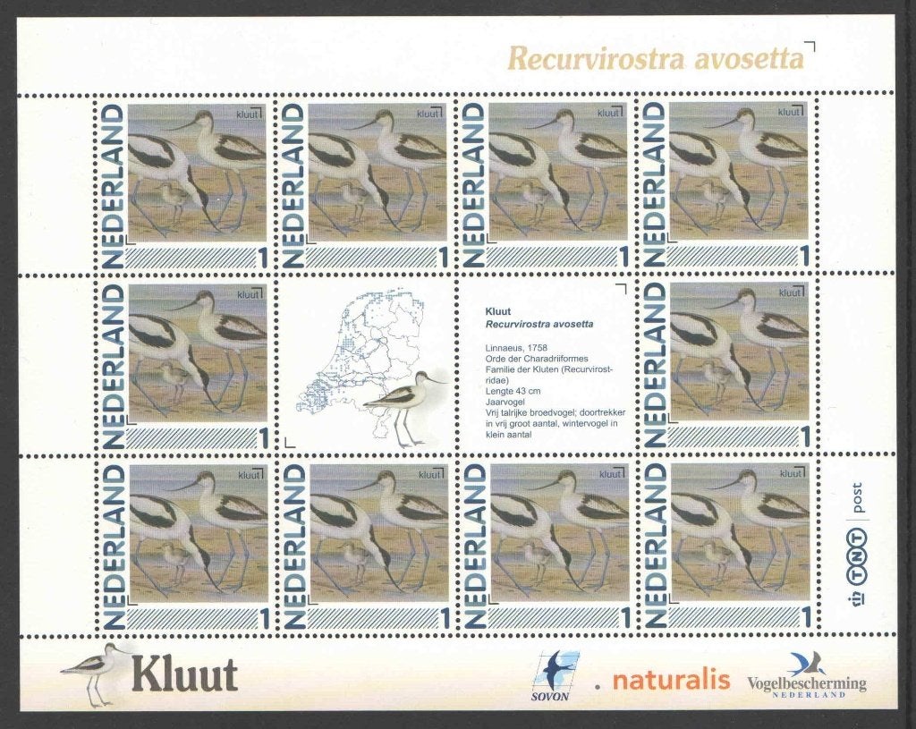 Postzegels Vogels in Nederland: Kluut, Postzegels en Munten, Postzegels | Nederland, Ophalen of Verzenden, Na 1940, Postfris