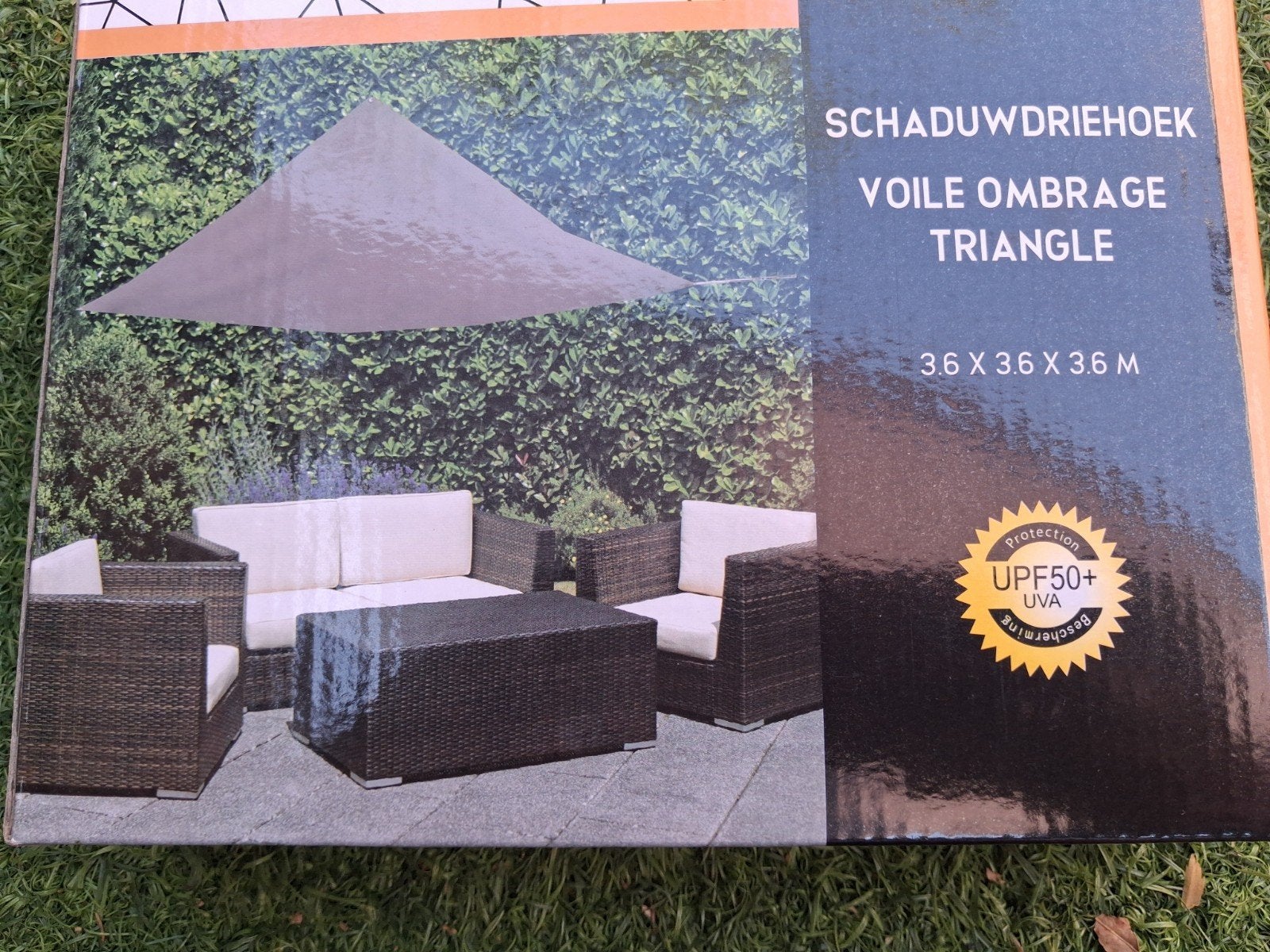 Schaduwdoek driehoek 3.6x3.6x3.6 meter, Ophalen of Verzenden, Nieuw