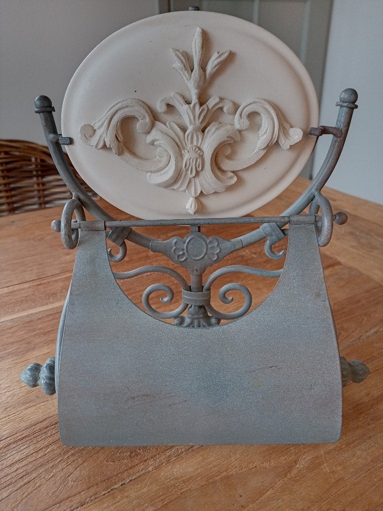Grote metalen Franse brocante w.c. rolhouder, Ophalen of Verzenden, Zo goed als nieuw