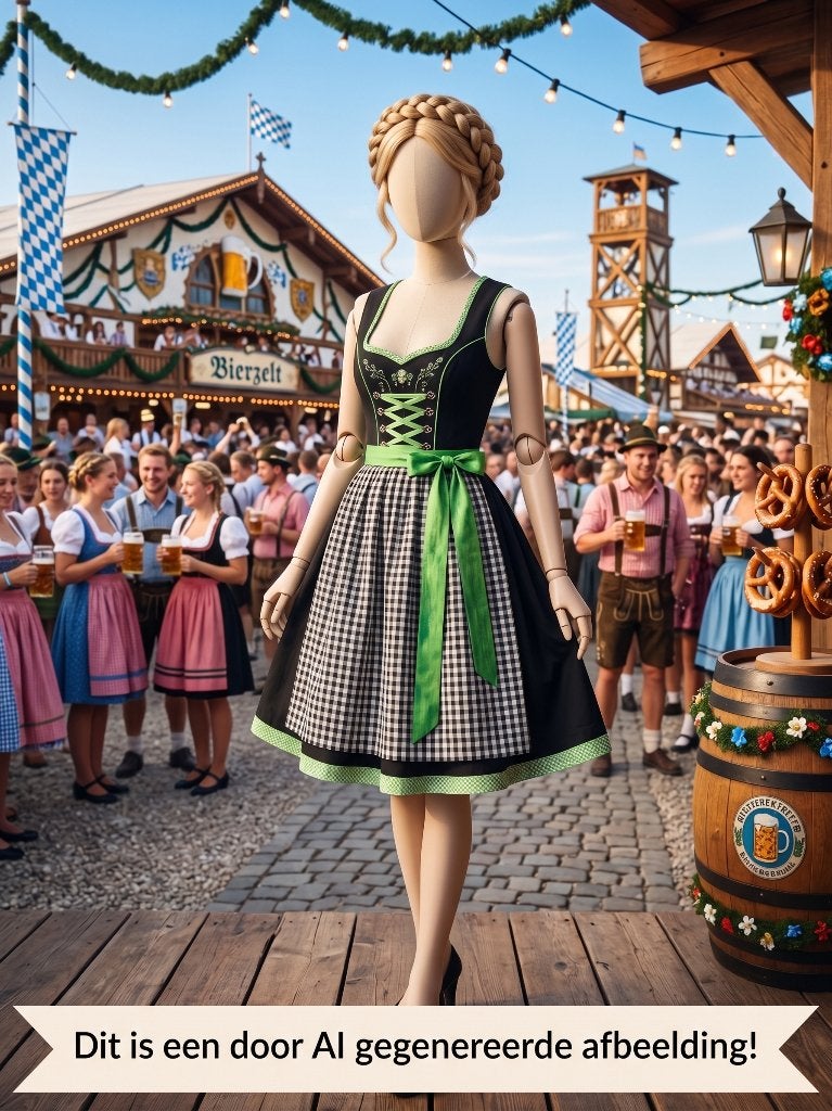 Dirndl jurk groen zwart maat 44 Oktoberfest, Kleding | Dames, Jurken, Maat 42/44 (L), Ophalen of Verzenden, Knielengte, Gedragen