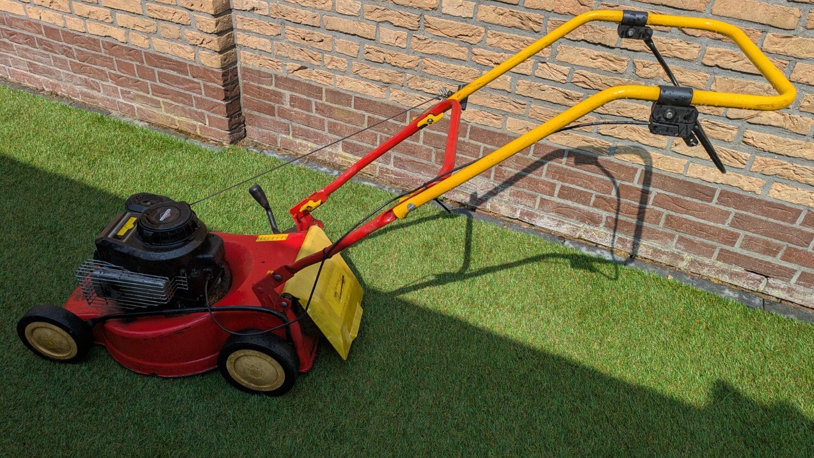 Wolf Grasmaaier met Briggs & Stratton motor, Ophalen, Cirkelmaaier, Gebruikt, Opvangbak