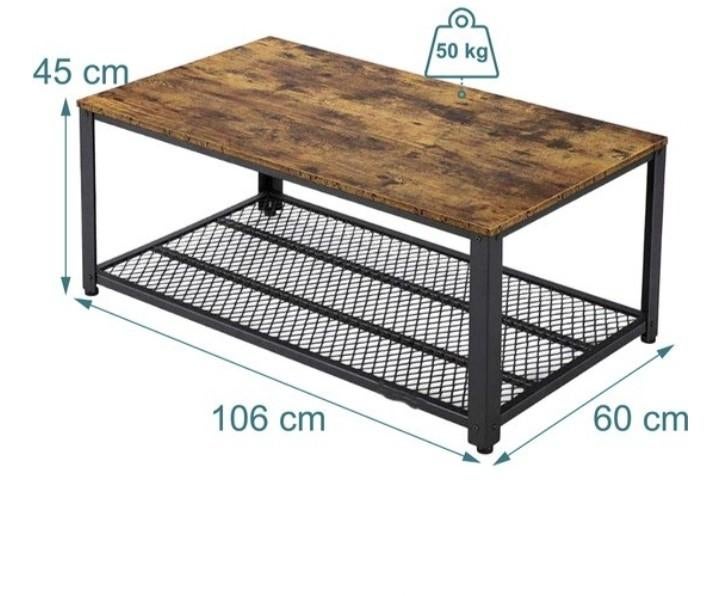 Industriële Salontafel - Bruin & Zwart - 106x45x60 cm, Overige houtsoorten, 100 tot 150 cm, Industrieel, Modern, Zo goed als nieuw
