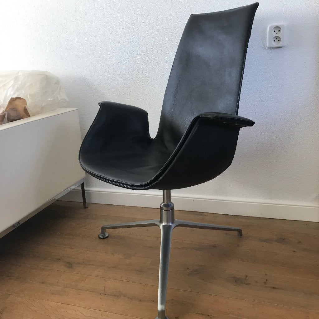 FK 6725 Kill International tulip chair stoel design leer, Huis en Inrichting, Gebruikt, Zwart, Leer, Ophalen of Verzenden