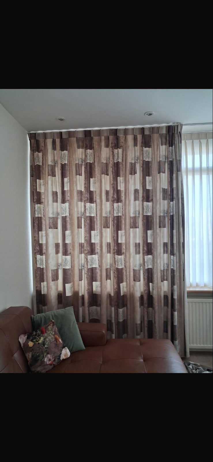 2 Gordijnen met dubbele plooi - 210x273 cm - Goede staat, Ophalen, Gordijn, Plooiafwerking