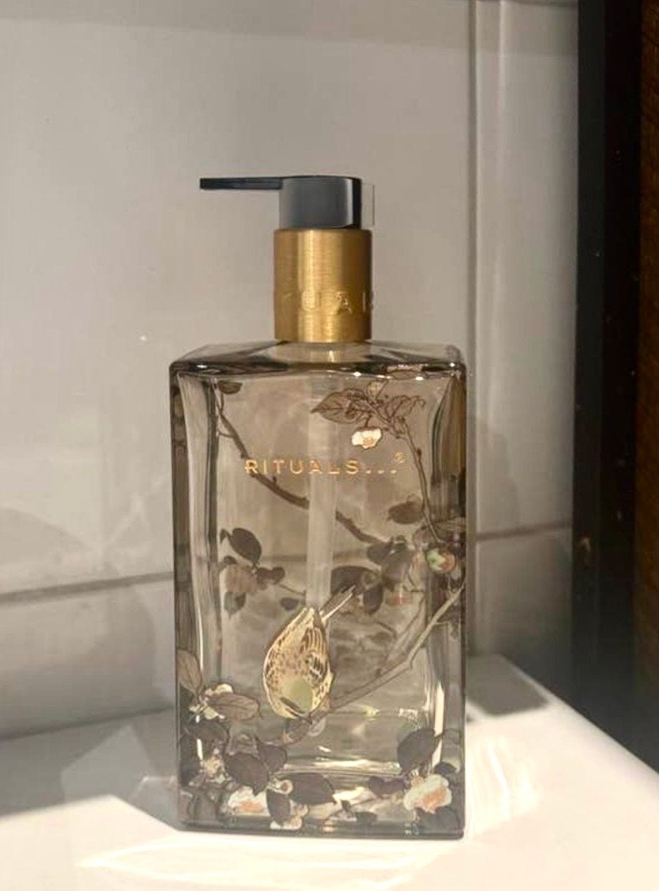 Rituals Limited Edition Glazen Zeepdispenser - Vogelmotief, Huis en Inrichting, Ophalen of Verzenden, Nieuw, Goud, Glas