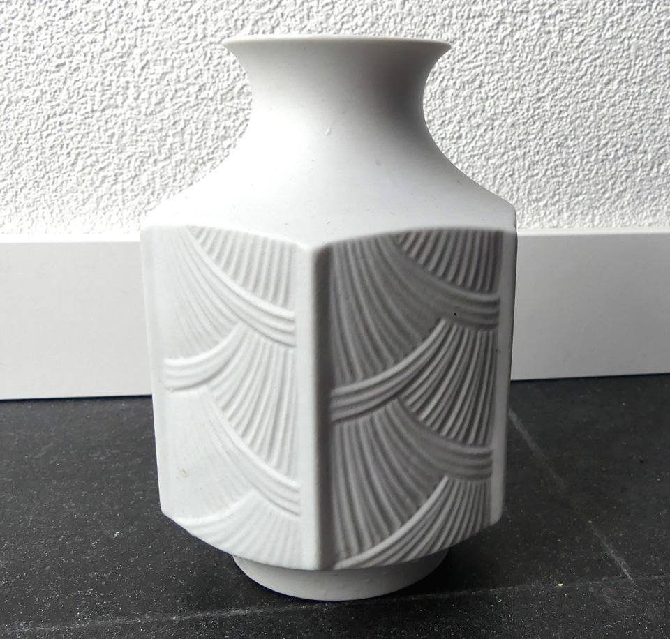 Jaeger & Co Bavaria vintage vaas wit biscuit porselein deco, Huis en Inrichting, Woonaccessoires | Vazen, Gebruikt, Wit, Aardewerk of Porselein